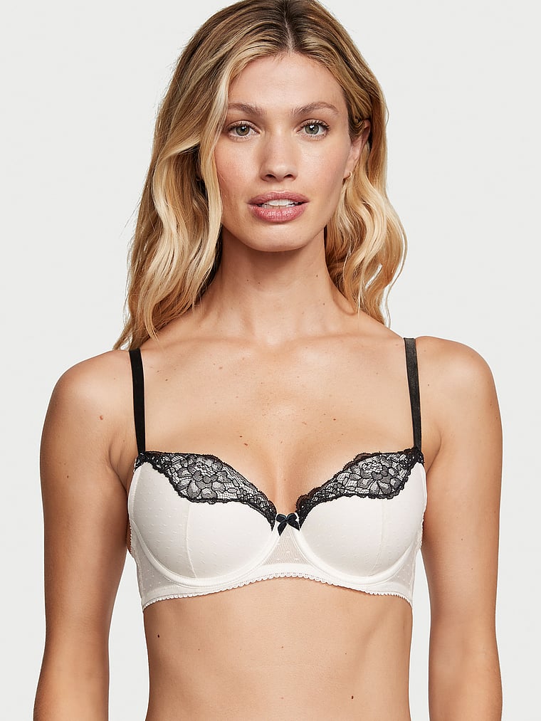 Lightly Lined Dotted Mesh Demi Bra