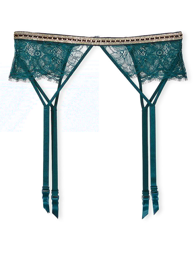 Shine Chain Strap Lace Garter Belt