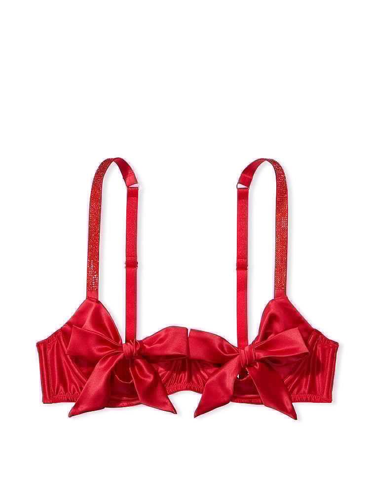 Victoria's Secret, Dream Angels Wicked Unlined Lace Balconette Bra, Lipstick, offModelFront, 2 of 5