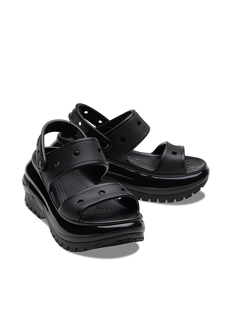 Crocs Classic Mega Crush Sandals, Black, offModelBack, 3 of 4