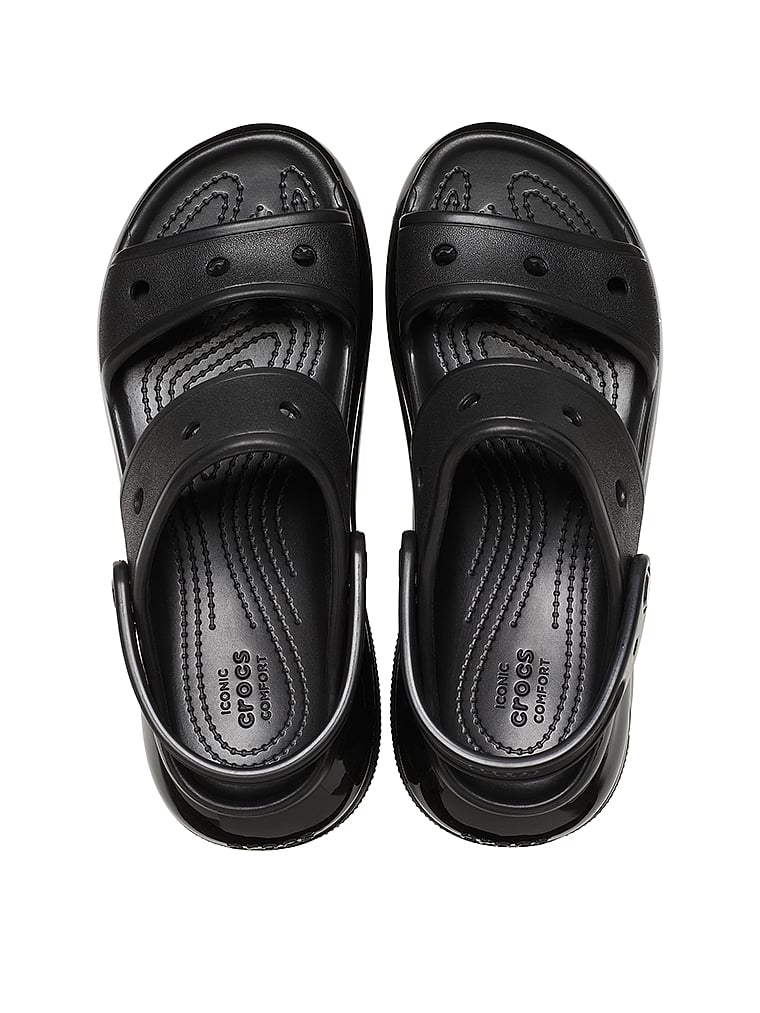 Crocs Classic Mega Crush Sandals, Black, offModelFront, 2 of 4
