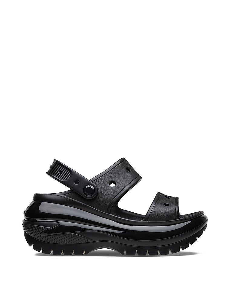 Crocs Classic Mega Crush Sandals, Black, onModelSide, 1 of 4