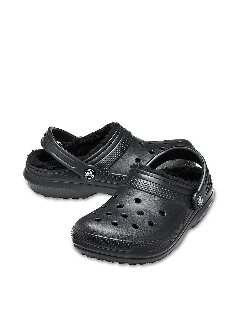 Crocs Classic Lined Clogs, Black/Black, offModelBack, 3 of 4