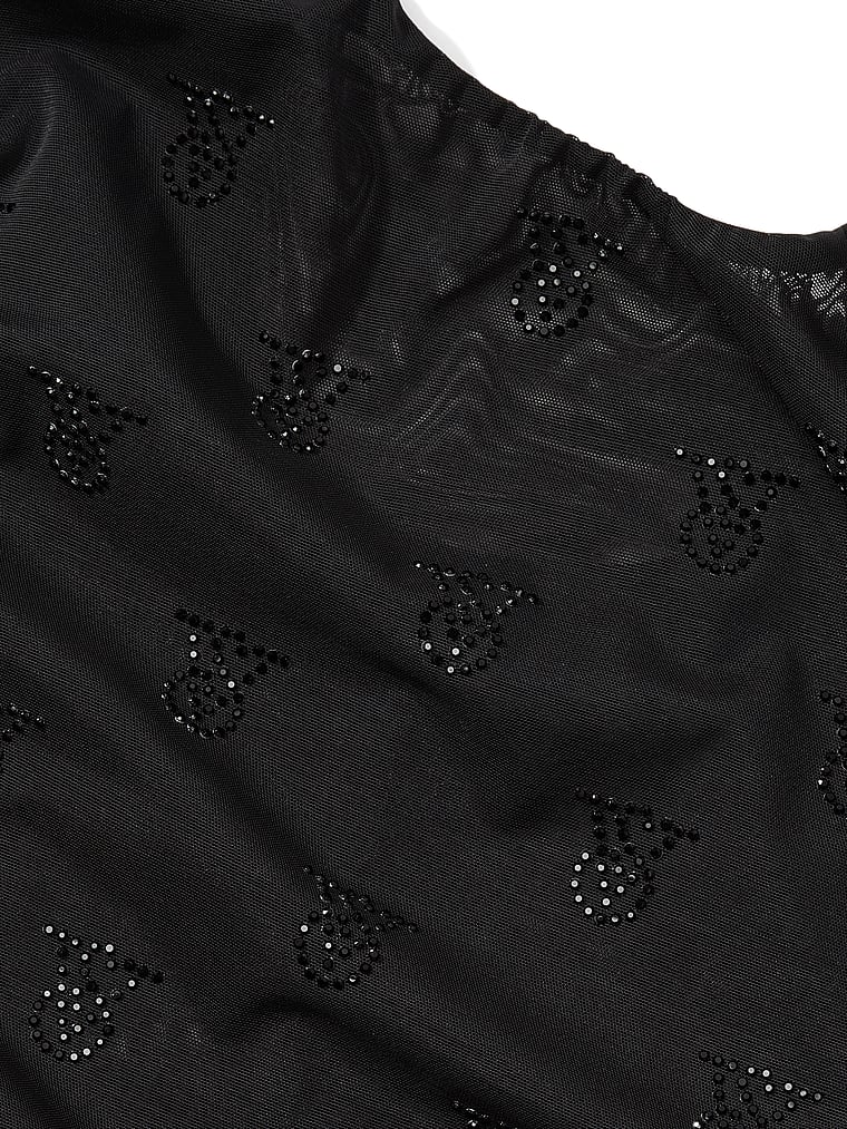 Victoria's Secret, Very Sexy Shine Mesh Sheer Tank Bodysuit, Black, detail, 4 of 4