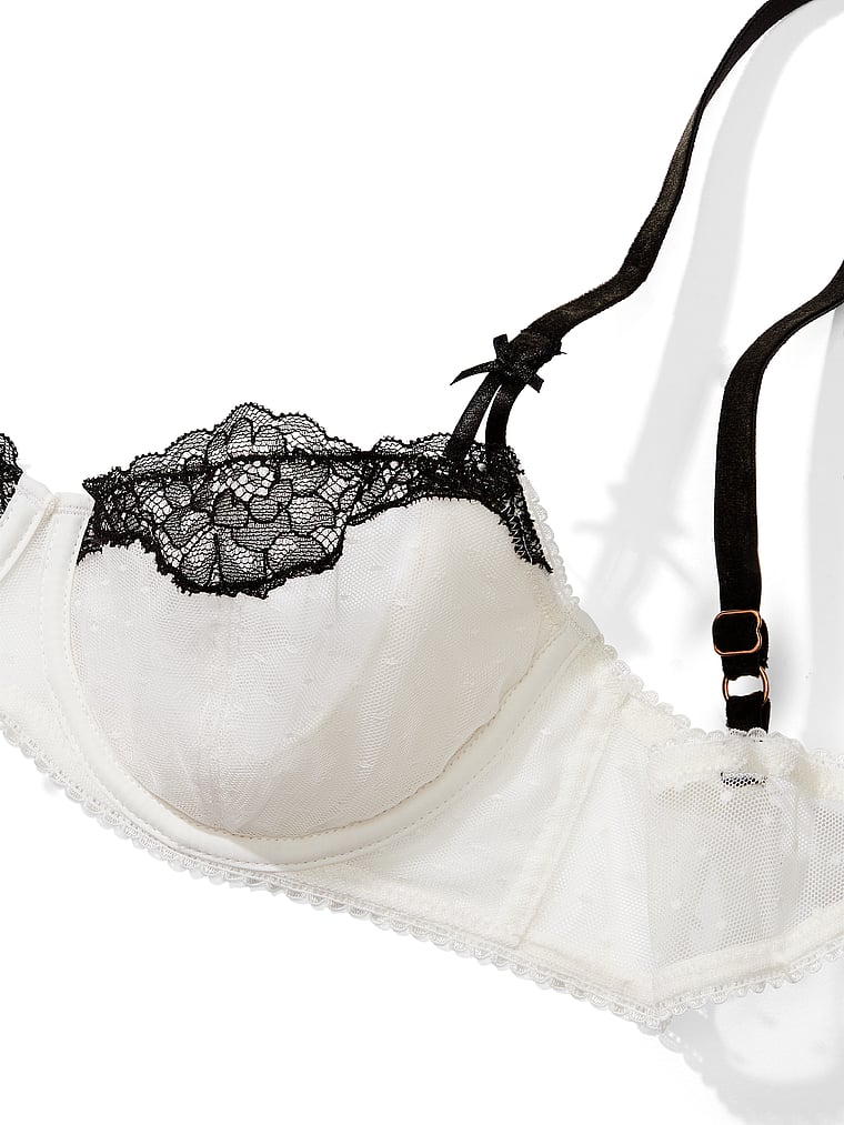 Lace & Satin Bra with Bow Details