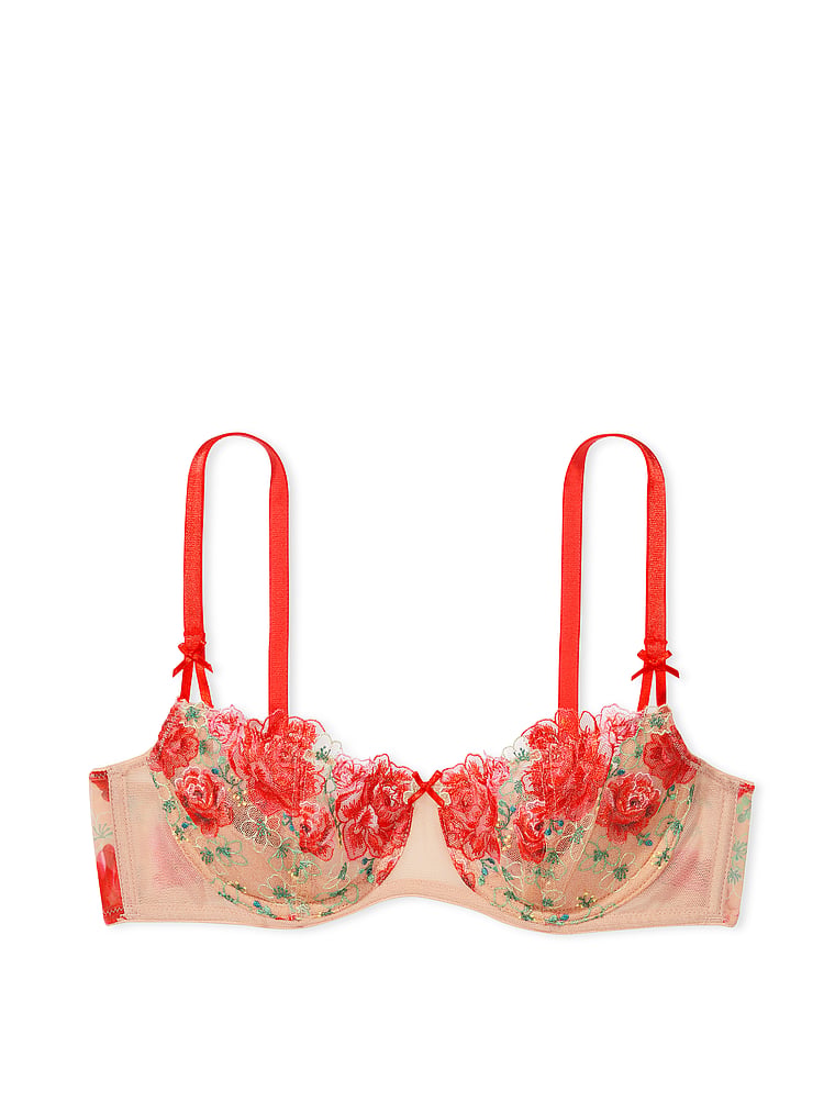 Wicked Unlined Floral Embroidery Balconette Bra — Image 3