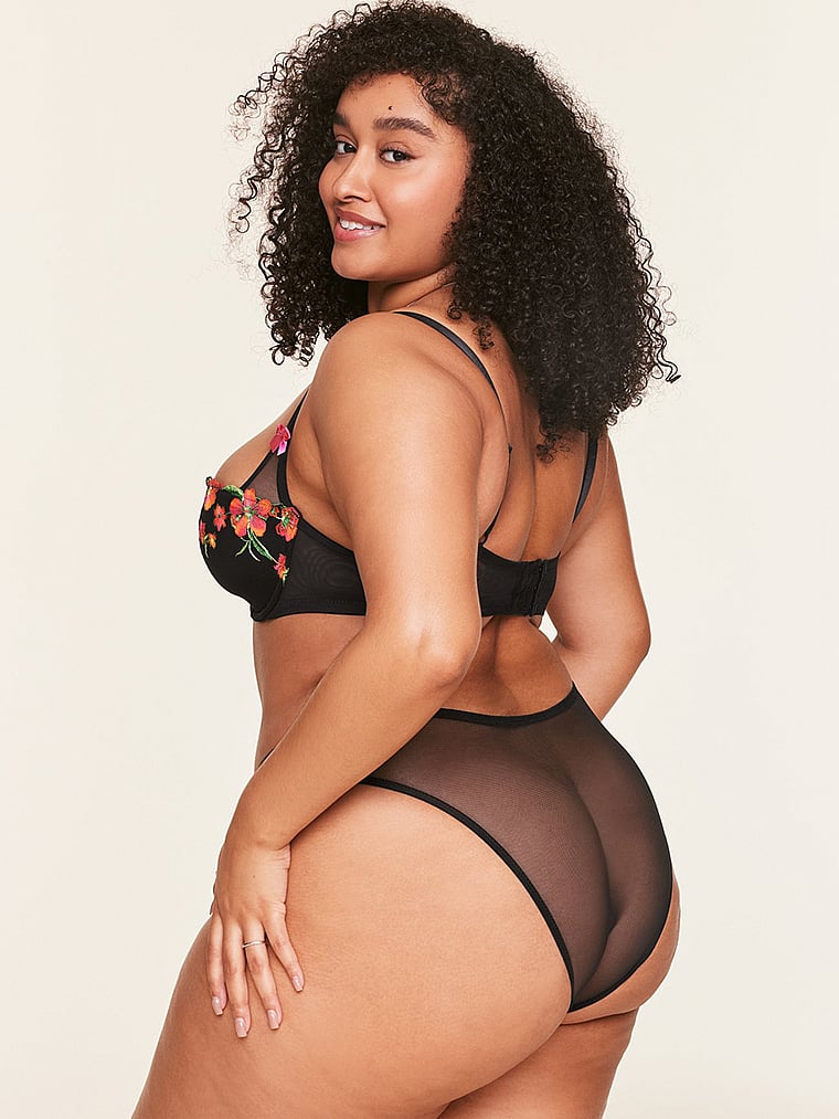 Victoria's Secret, Adore Me Daphne Balconette Bra, Fuchsia/Orange, onModelBack, 2 of 4