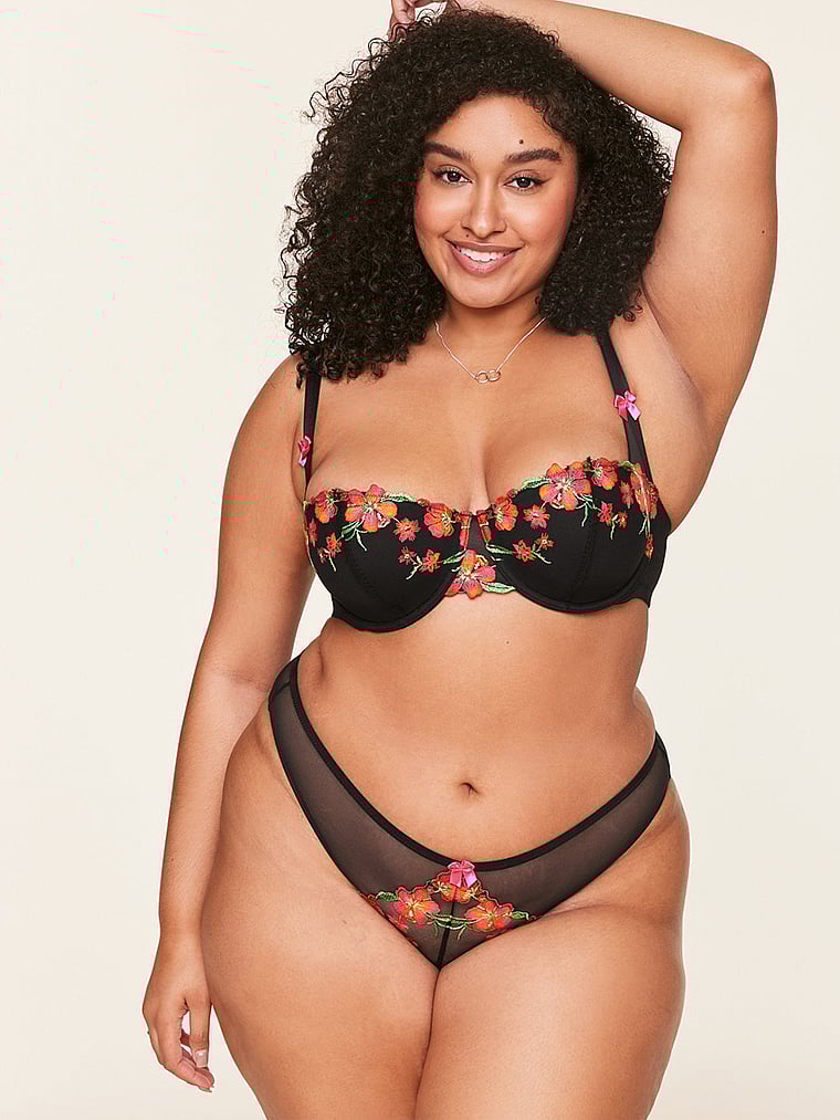 Victoria's Secret, Adore Me Daphne Balconette Bra, Fuchsia/Orange, onModelFront, 1 of 4