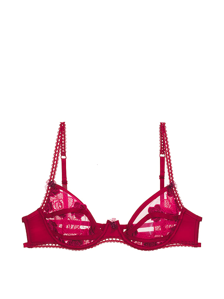 Victoria's Secret, For Love & Lemons Clara Underwire Bra, Red, offModelFront, 4 of 5