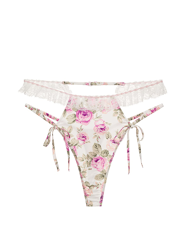 Victoria's Secret, For Love & Lemons Mary Rose High-Waist Panty, Floral, offModelFront, 4 of 4