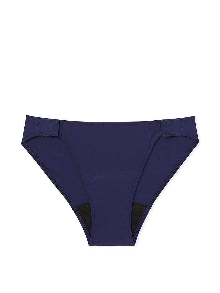 PINK Adaptive Period Bikini Panty, Midnight Navy, offModelFront, 1 of 2