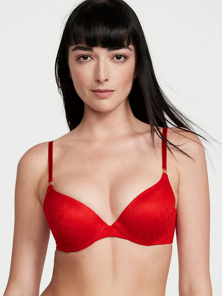 Victoria's Secret, Very Sexy Icon by Victoria's Secret Smooth Push-Up Demi Bra, Lipstick, onModelFront, 1 of 4 Rebecca is 5'9" and wears 34B or Small