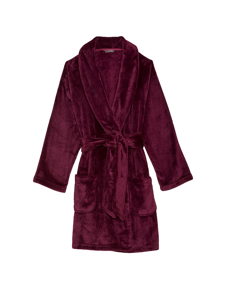 Victoria's Secret, Victoria's Secret Short Cozy Robe, Kir, offModelFront, 3 of 3