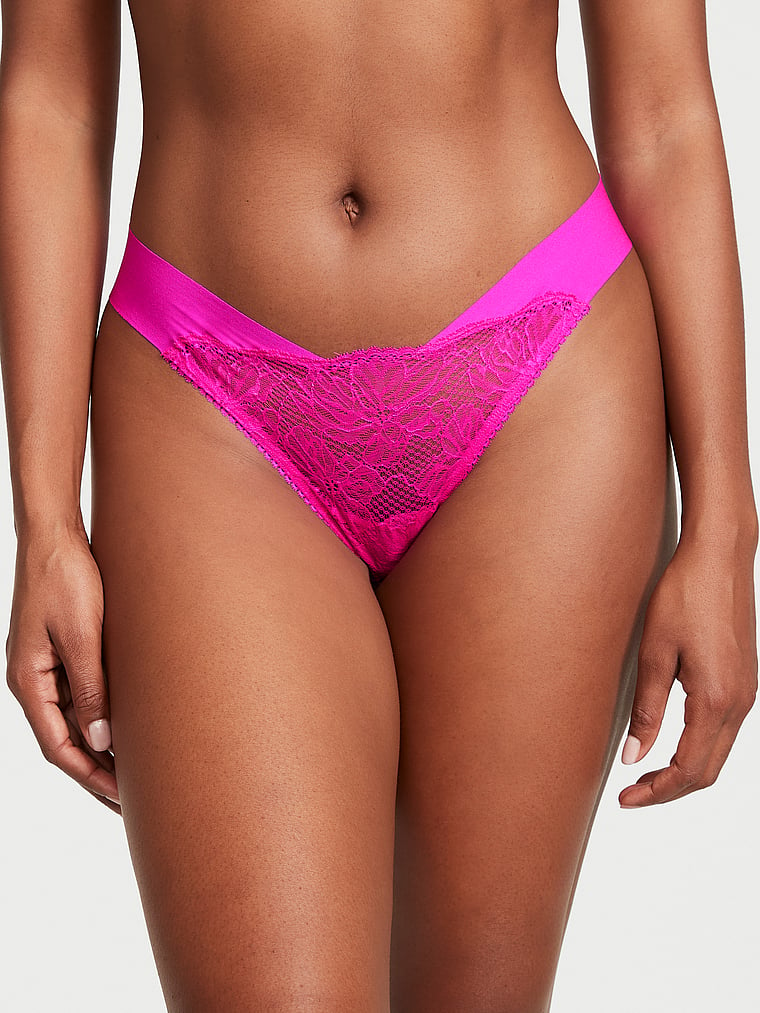 Lace-Front No-Show Thong Panty