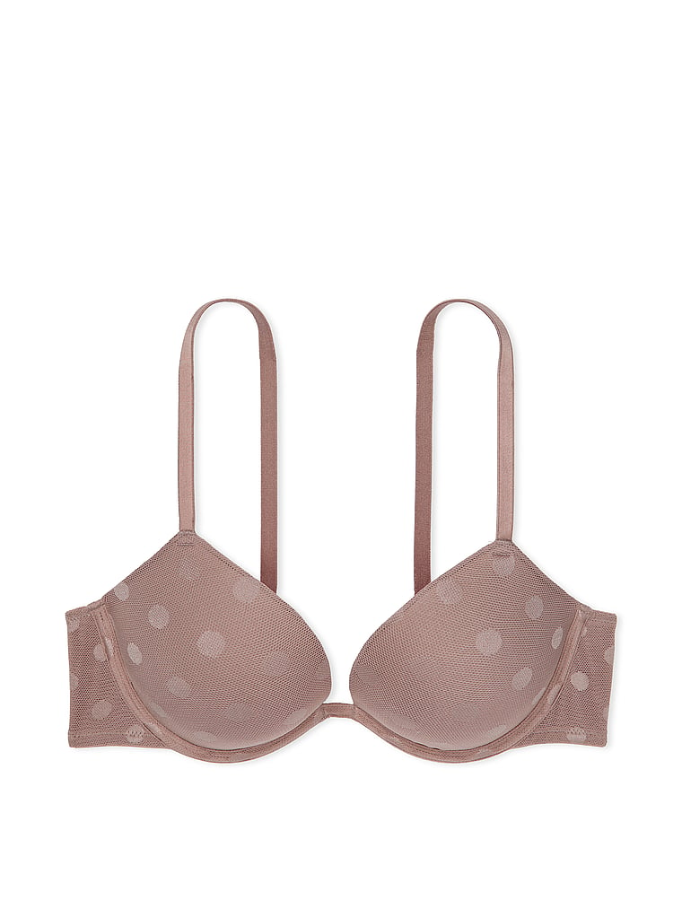 PINK Wear Everywhere Wear Everywhere Super Push-Up Bra, Iced Coffee, offModelFront, 4 of 5