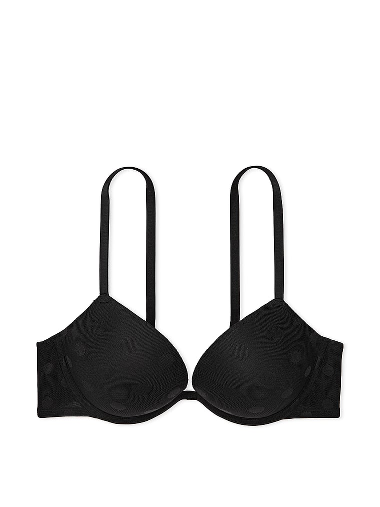 PINK Wear Everywhere Wear Everywhere Super Push-Up Bra, Pure Black, offModelFront, 4 of 5