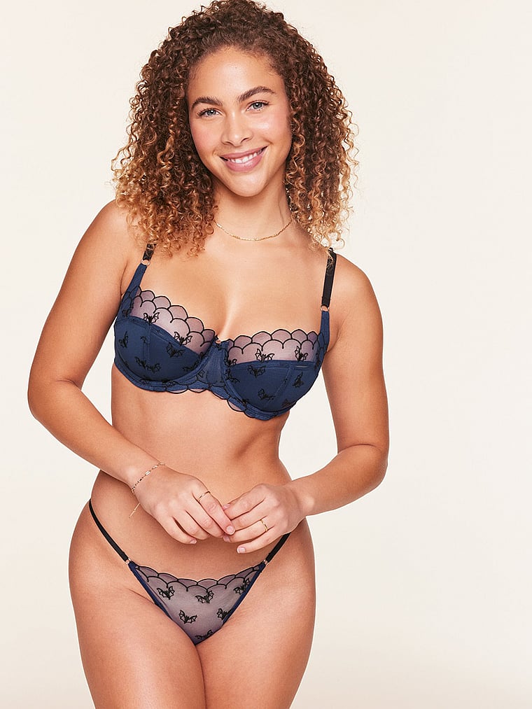 Victoria's Secret, Adore Me Bettie Brazilian Panty, Medieval Blue, onModelFront, 1 of 4