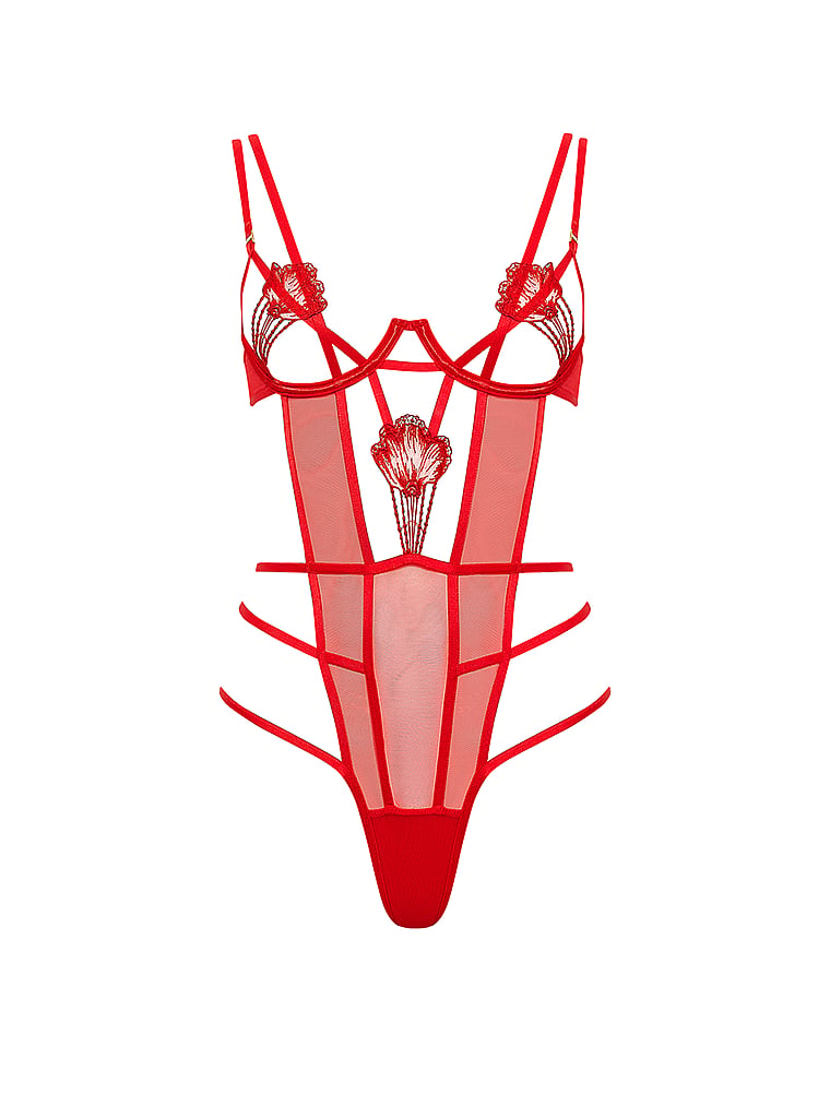 Victoria's Secret, BLUEBELLA Brigitte Bodysuit, Tomato Red, offModelFront, 3 of 5
