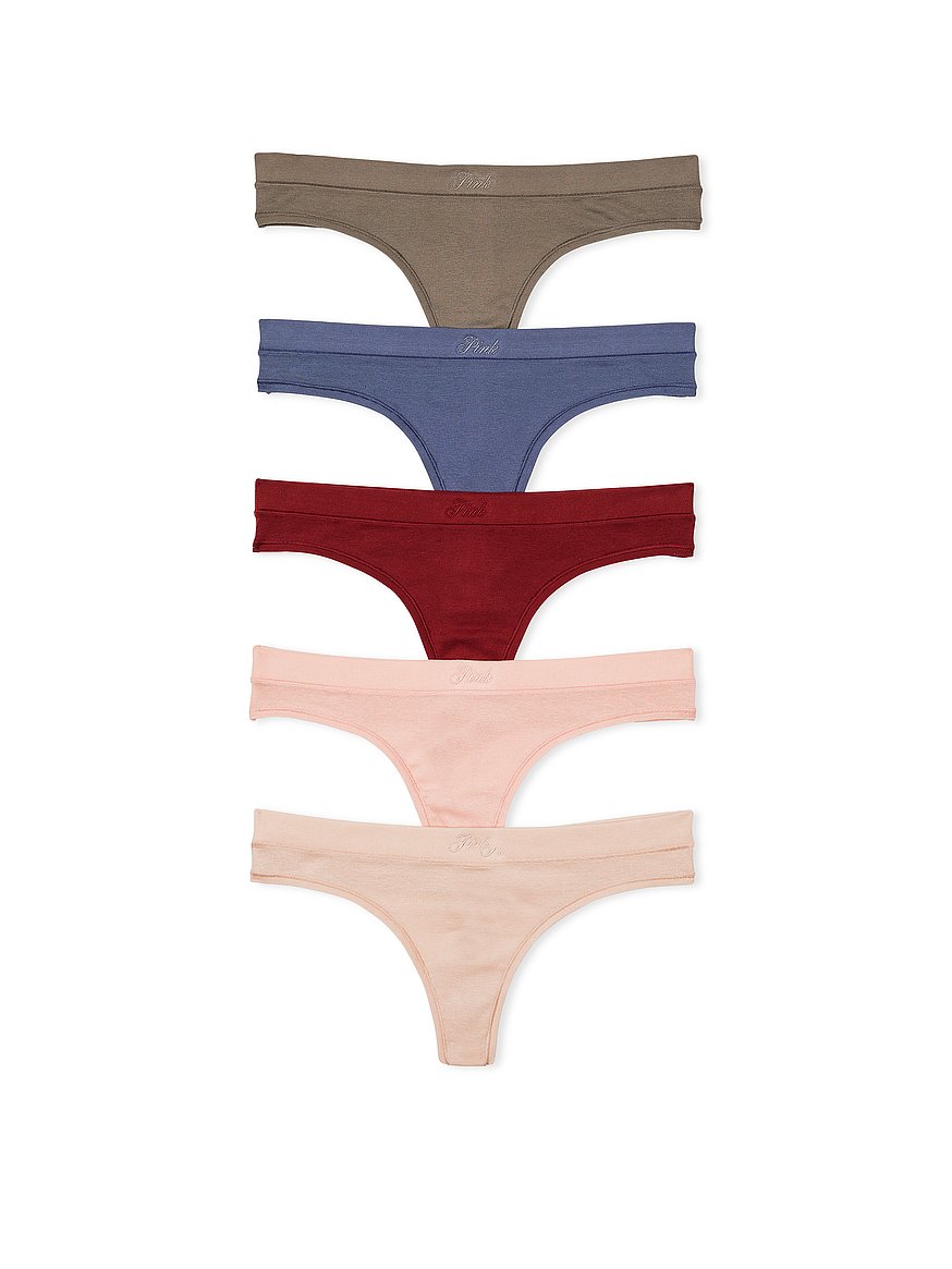 Women's 5pack Ribbed Thong Underwear Briefs Panty Set 