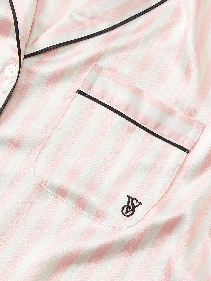 femofit, Intimates & Sleepwear, Femofit Striped White Pink Satin Pajamas  Sz M