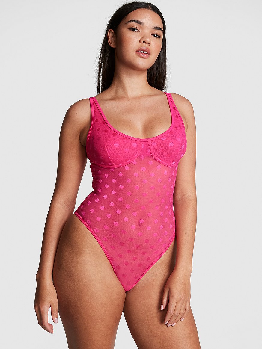 Buy Dot Mesh Bodysuit - Order Tops online 1123580100 - PINK US