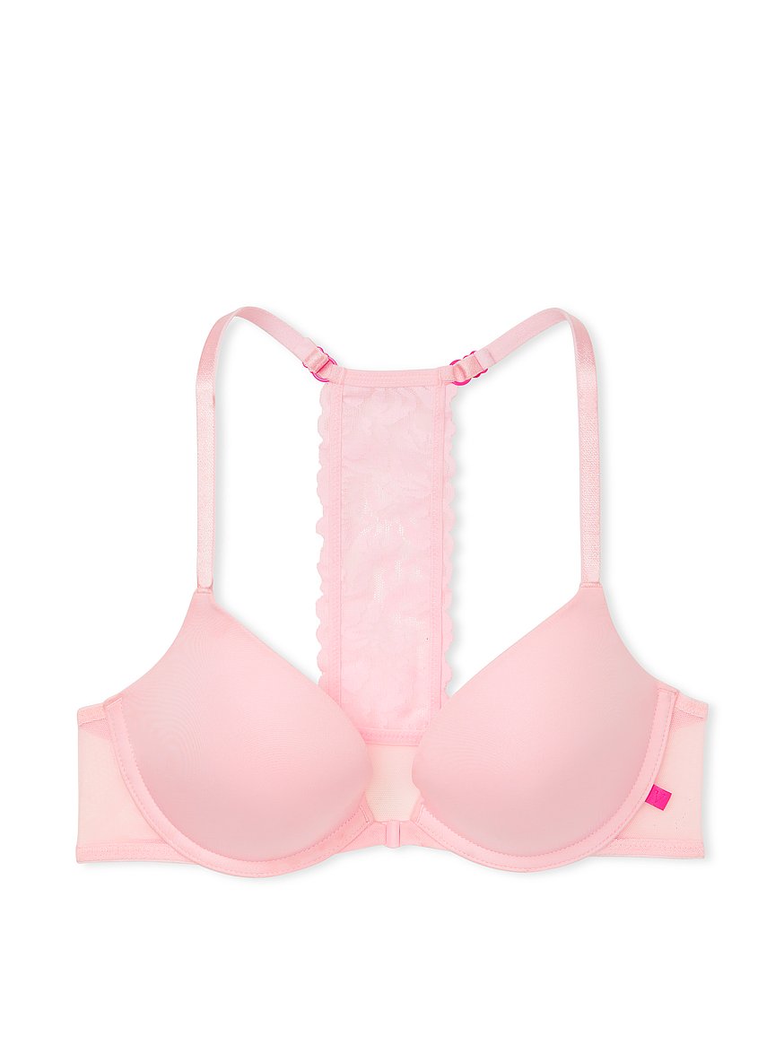 Victorias Secret T-shirt Push-up Full Coverage Bra 34D T-Back Front Close  Pink