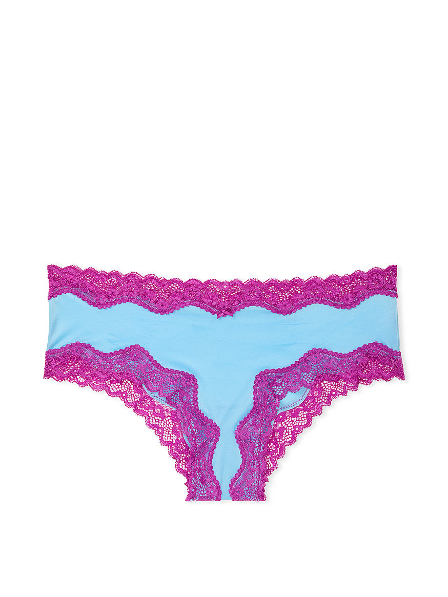Cotton Essentials Lace-Trim Cheeky Panty in Pink & Purple