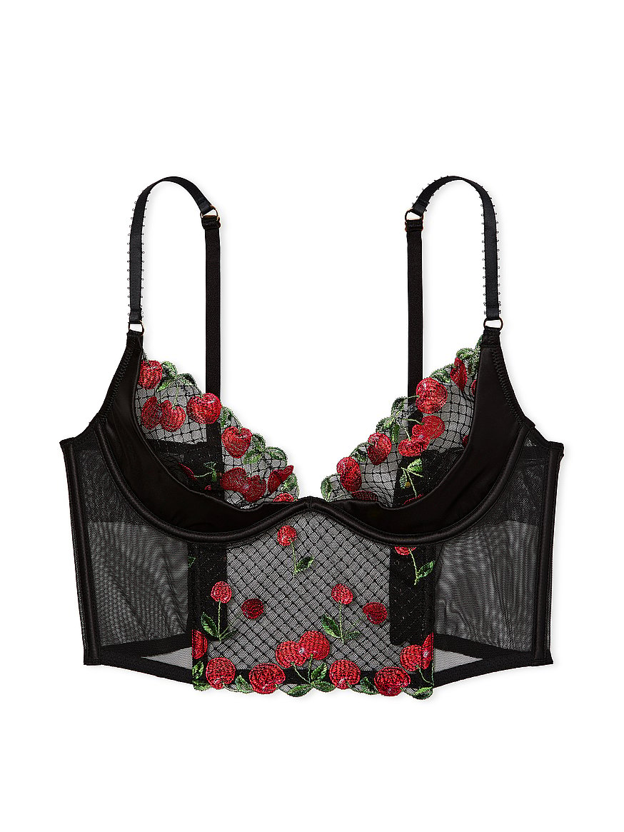 Buy Cherry Embroidery Quarter-Cup Corset Top - Order Bras online 1123845700  - Victoria's Secret US