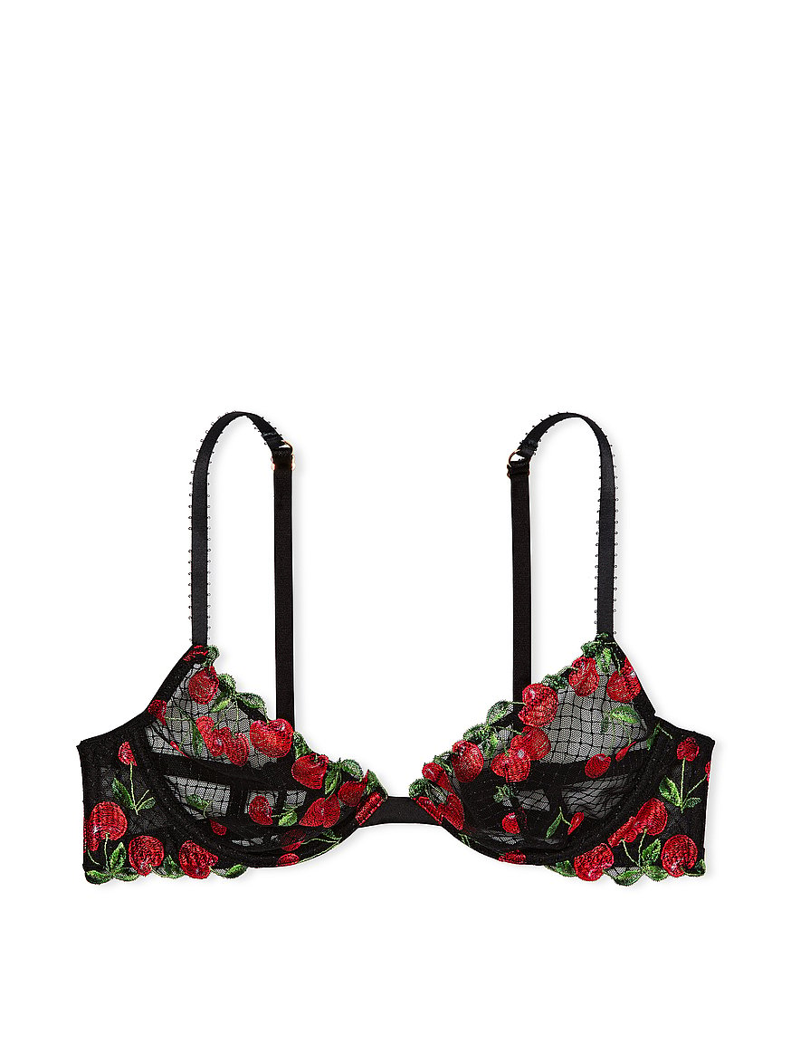 Victoria's Secret Green Emerald Flower Embroidered Unlined Low Cut Demi Bra  36C Size 36 C - $25 - From Nic