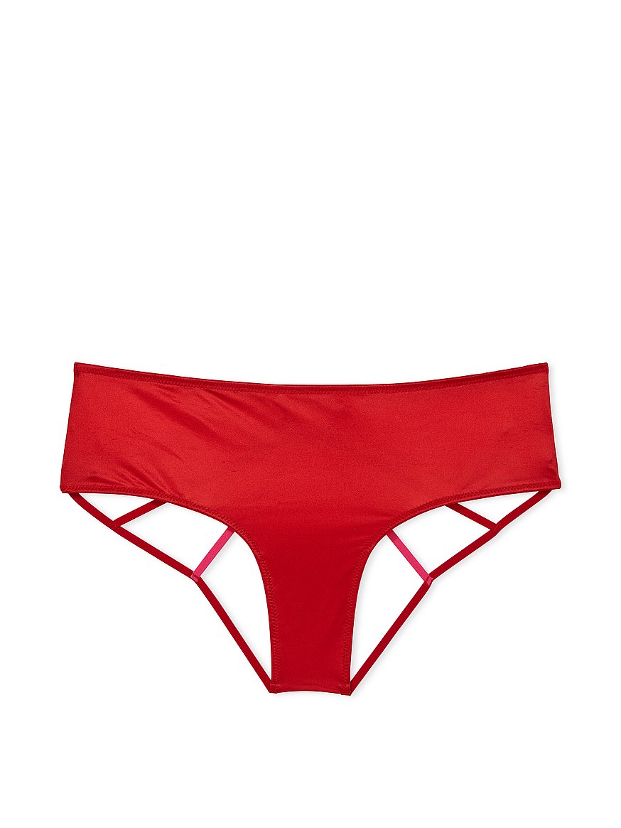Victorias Secret Red Heartware Mesh Cheeky Panties Size S-L-XL Metal Heart  Sheer