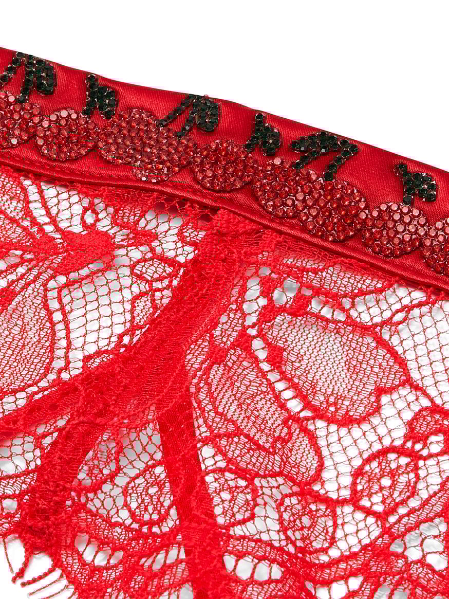 Buy Shine Strap Lace Garter Belt, Cherry Red - Order Garters