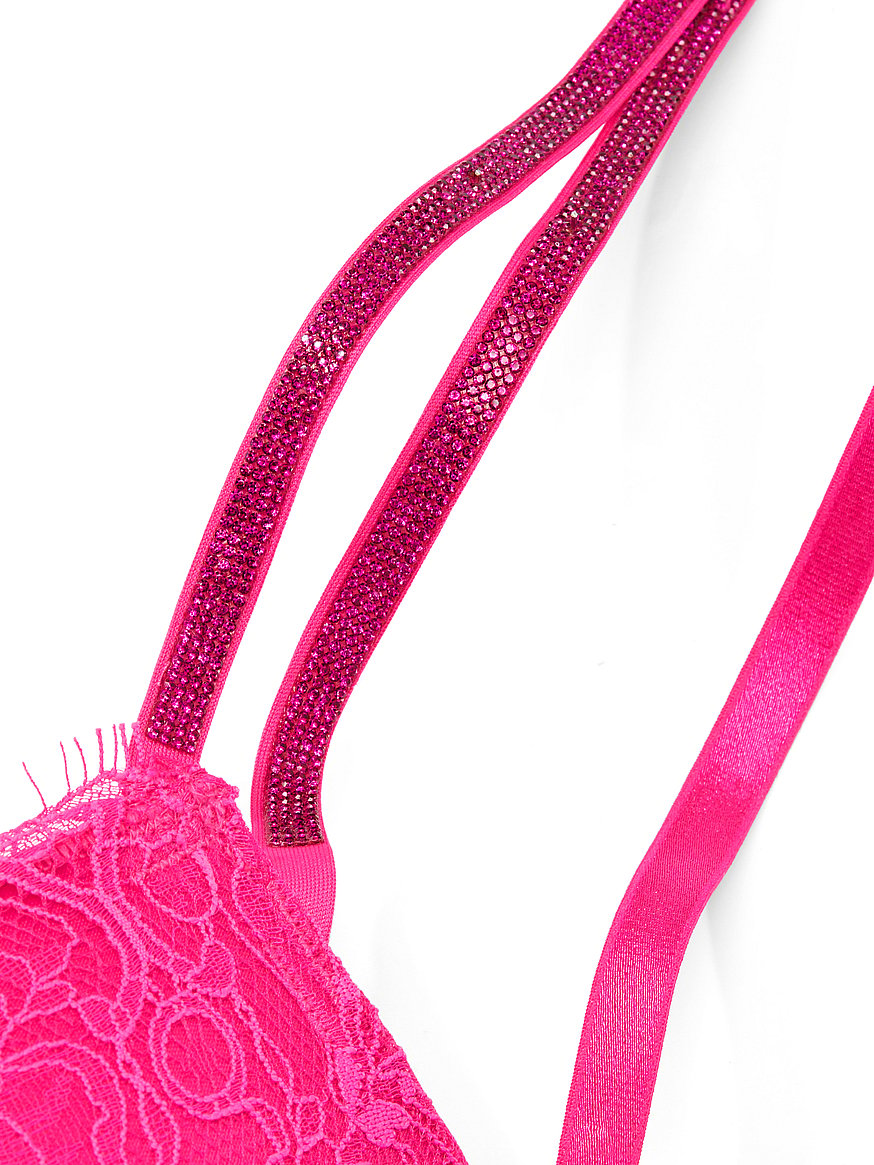 Victoria's Secret 36C BOMBSHELL 2 CUPS SHINE STRAP PUSH-UP BRA Purest Pink