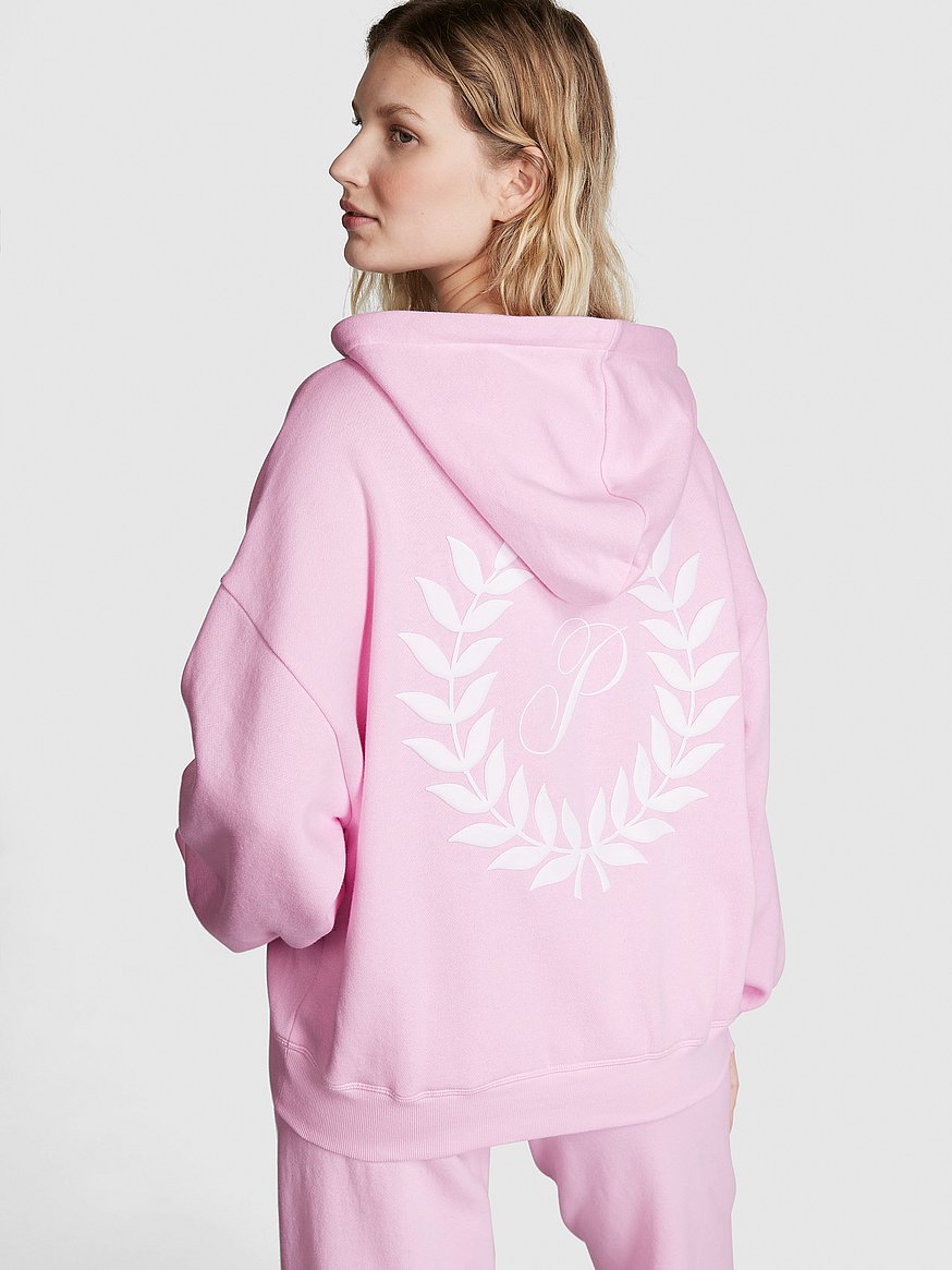 Victoria's Secret Pink Black Logo Full-Zip Up Hoodie Sweatshirt XS, S,  L,XL, 2XL