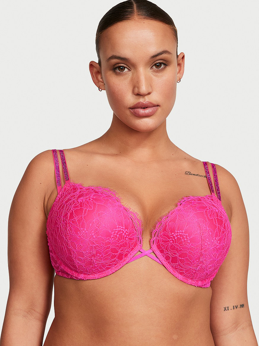 Victoria's Secret Very Sexy Hot Pink Front Close Bra and Panty Set Size 36C