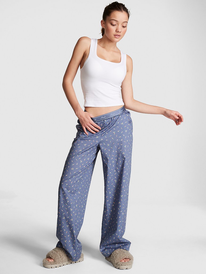 Buy Logo Cotton Poplin Pajama Pants - Order Pajama Bottoms online