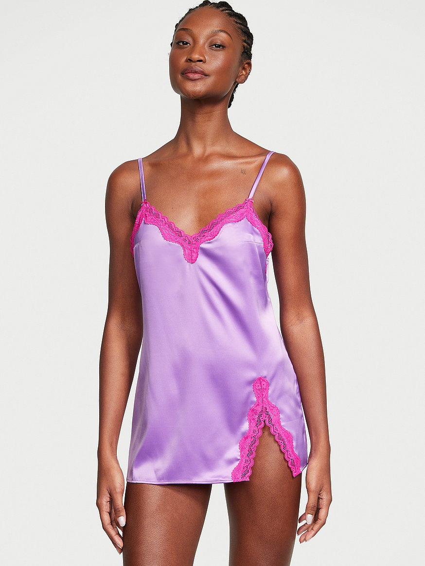 Buy Tease Satin Lace-Trim Mini Slip - Order Slips online 1123703700 -  Victoria's Secret US