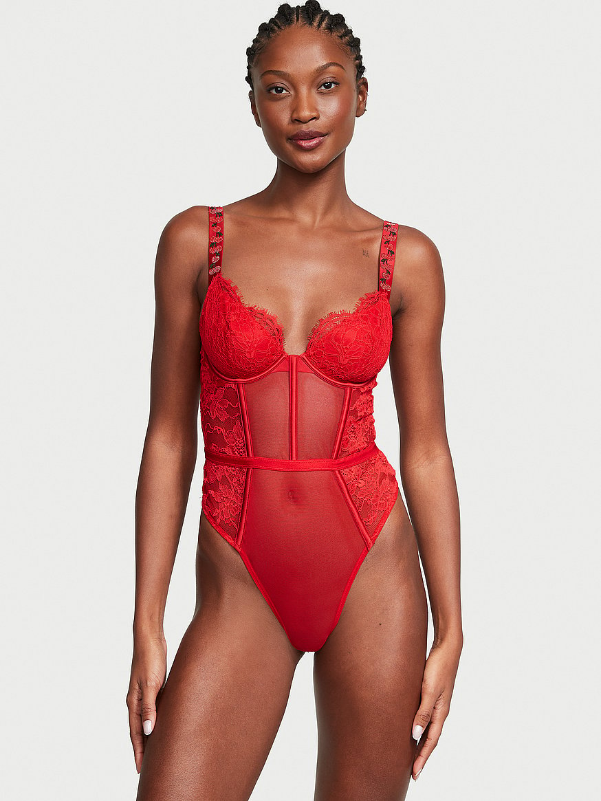 Victoria's Secret Unlined Lace Teddy, Push Up, Women's Lingerie, Very Sexy  Collection (XS-XL) (Iridescent Iris, Small) at  Women's Clothing store