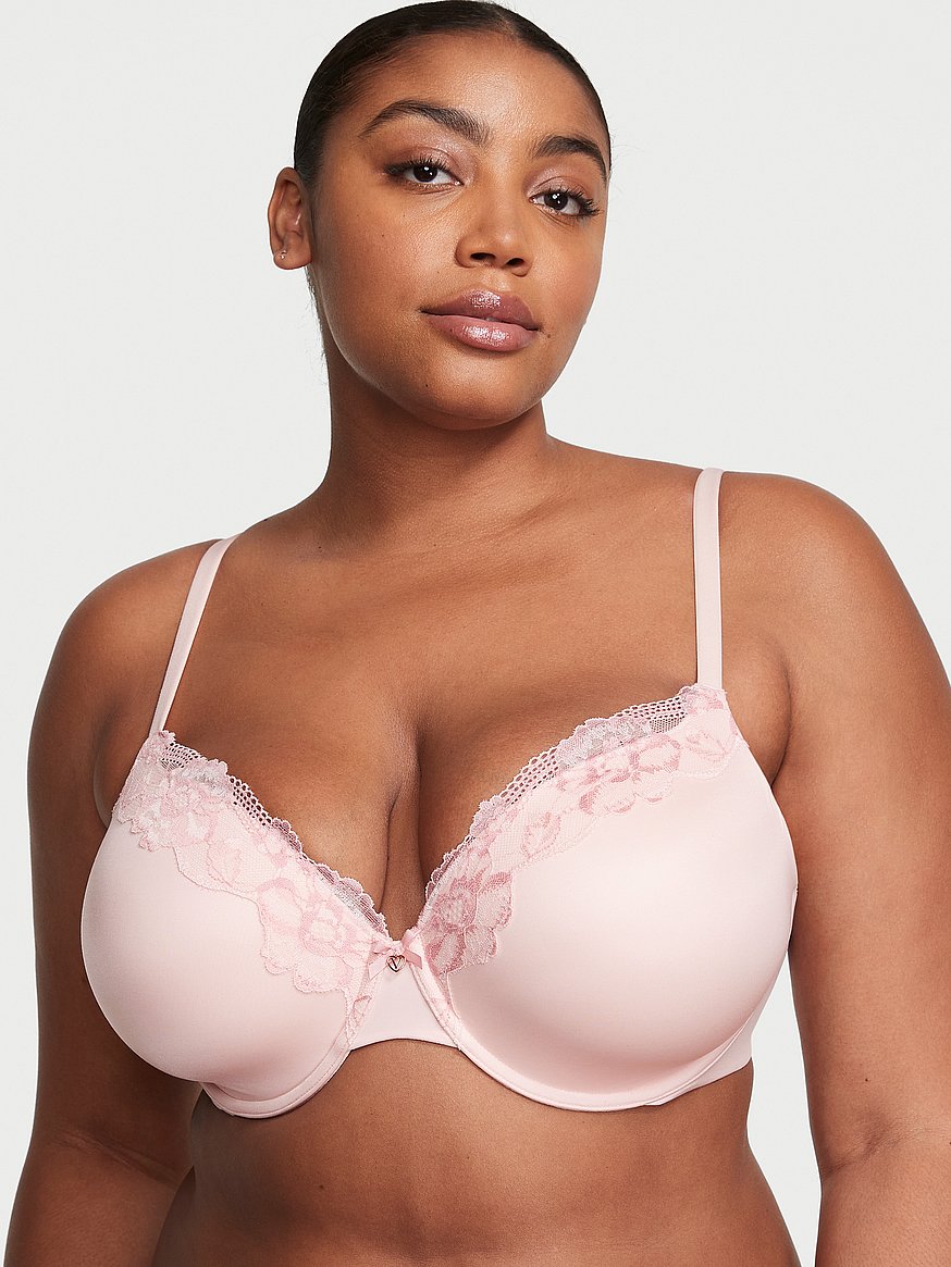 Lightly-Lined Full-Coverage Lace Trim Bra