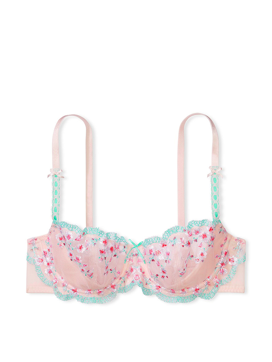 Wicked Unlined Cherry Blossom Embroidery Balconette Bra