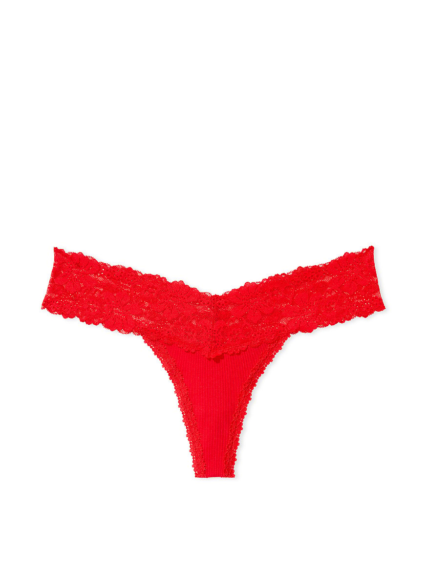 Buy Everyday Lace Trim Thong Panty - Order Panties online 5000000327 - PINK  US