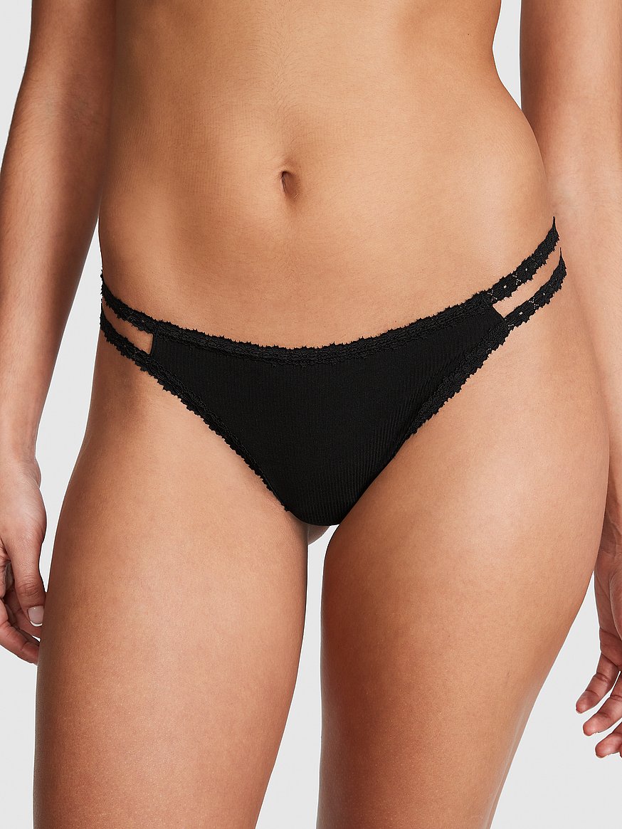 Buy Wink Lace-Trim Strappy Thong Panty - Order Panties online 5000009666 -  PINK US