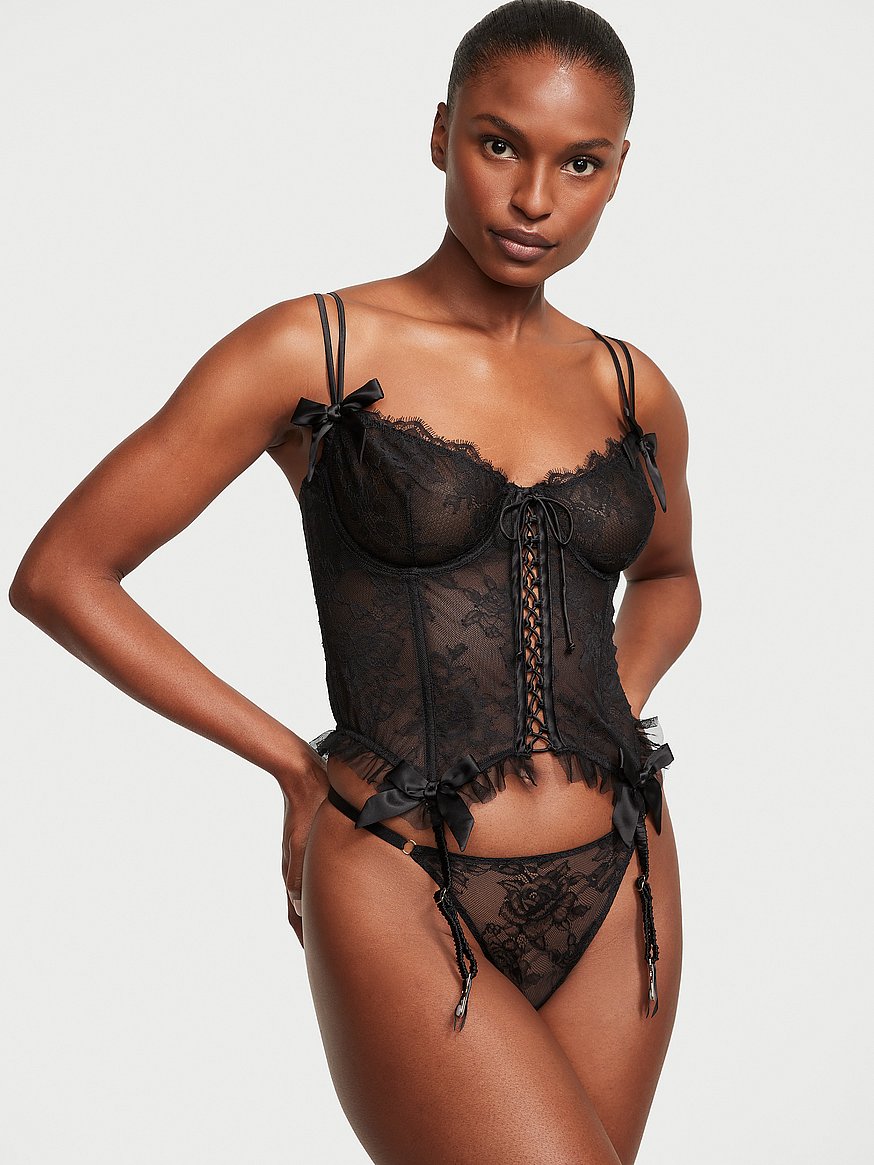 Buy VS Archives Rose Lace Cropped Corset Set - Order Corsets