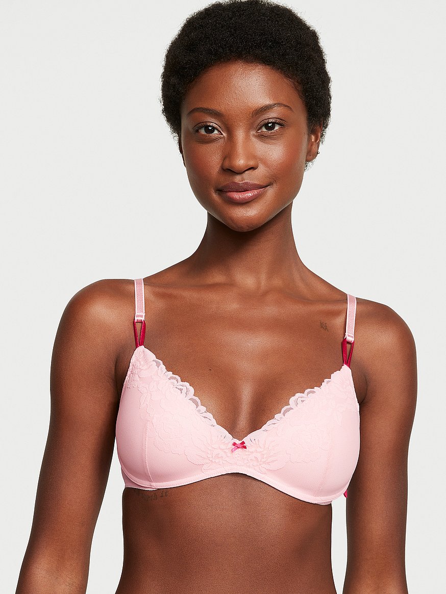 Victoria's Secret Misty Rose Pink Smooth Logo Strap Lightly Lined Non Wired  T-Shirt Bra
