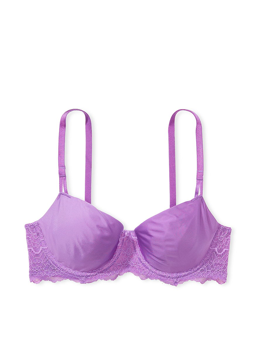 Buy Wicked Unlined Smooth & Lace Balconette Bra, Purple Tease