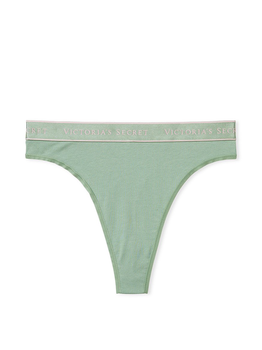Logo Cotton High-Waist Thong Panty