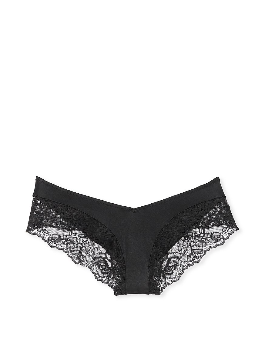 Buy Rose Lace-Trim High-Leg Cheeky Panty, Black - Order Panties