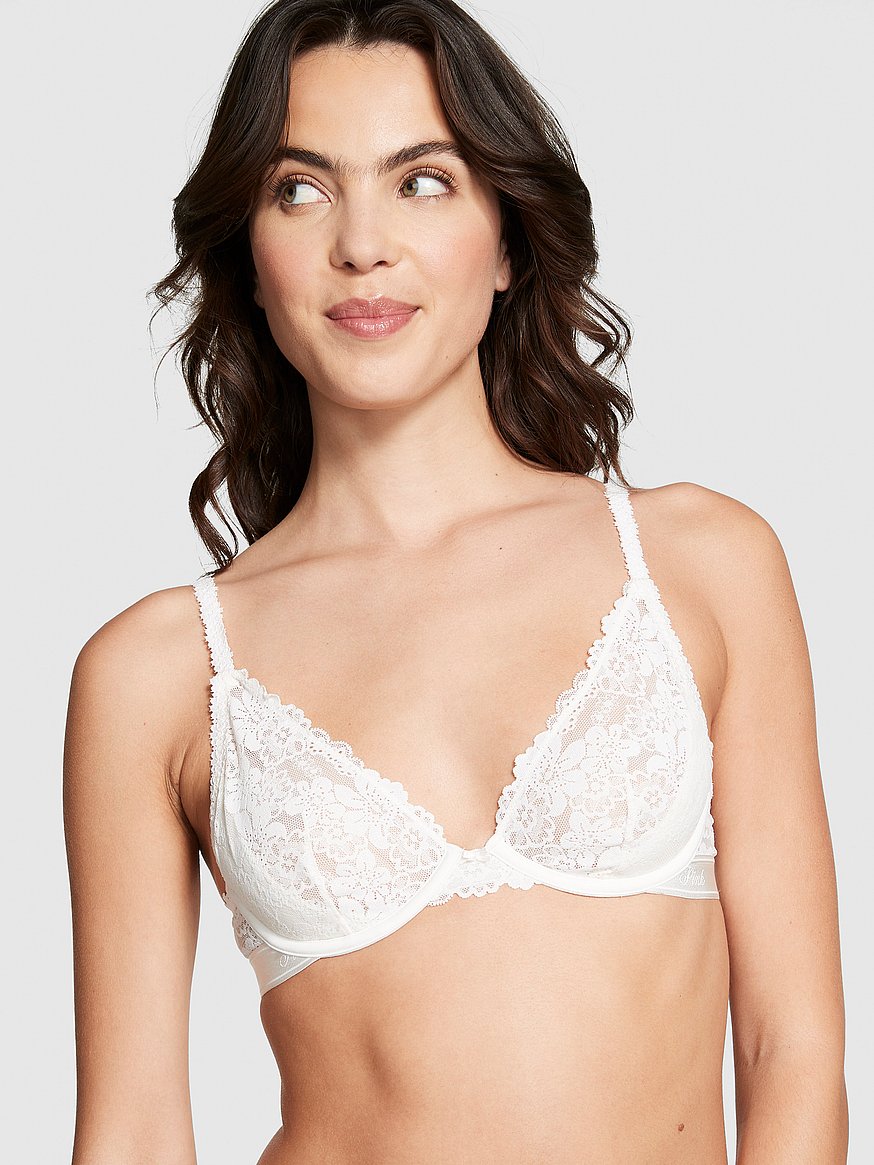 Victoria's Secret - Beautiful inside & out: the Very Sexy Lightly Lined Plunge  Bra, lined in pink satin