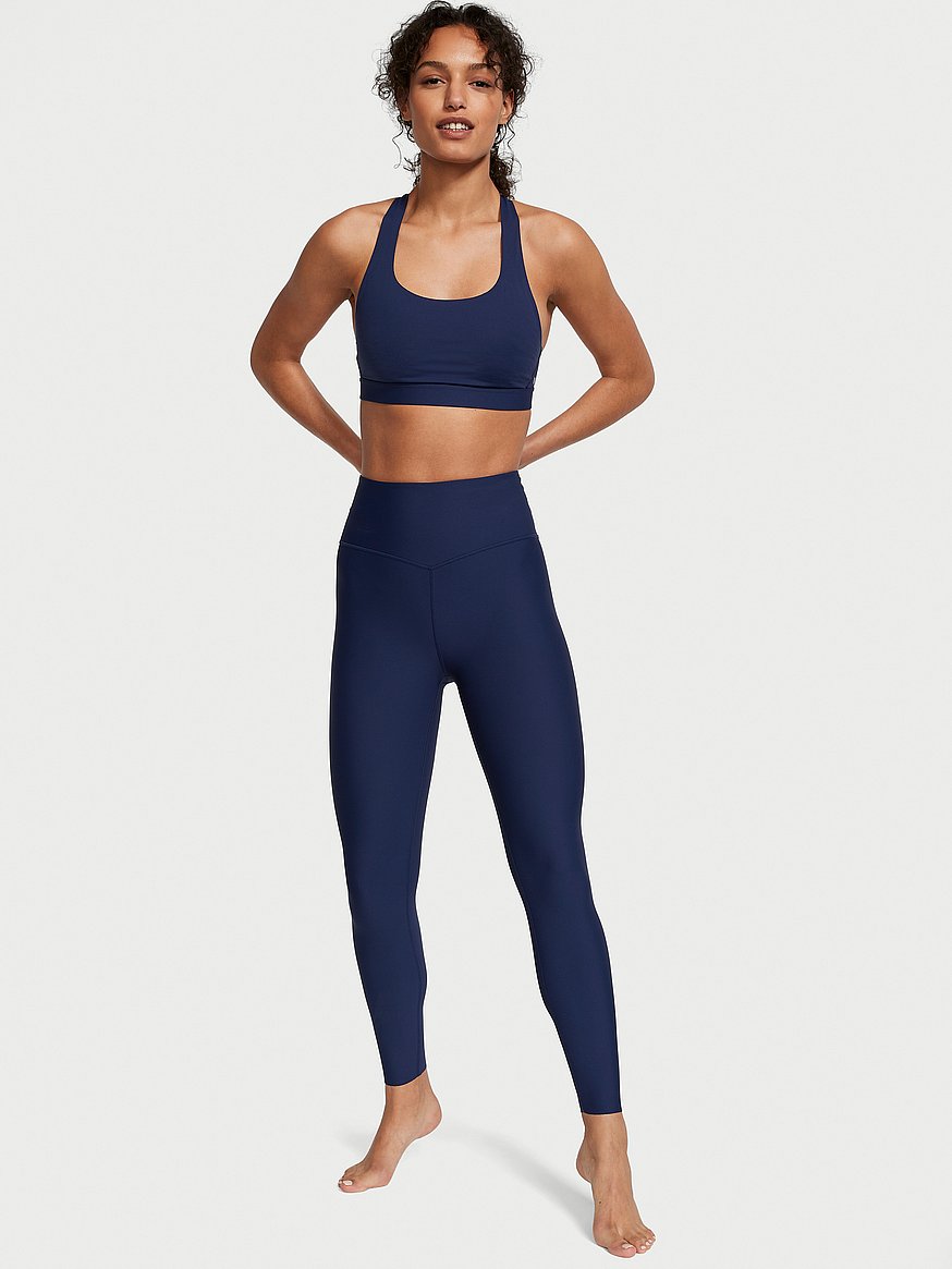 Navy High Waisted Leggings 24” & Reviews - Navy - Sustainable Yoga Bottoms  | BERLOOK