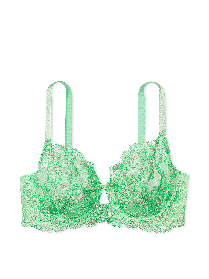 Romantic push-up bra, lace overlay, flowers, A to G-cup