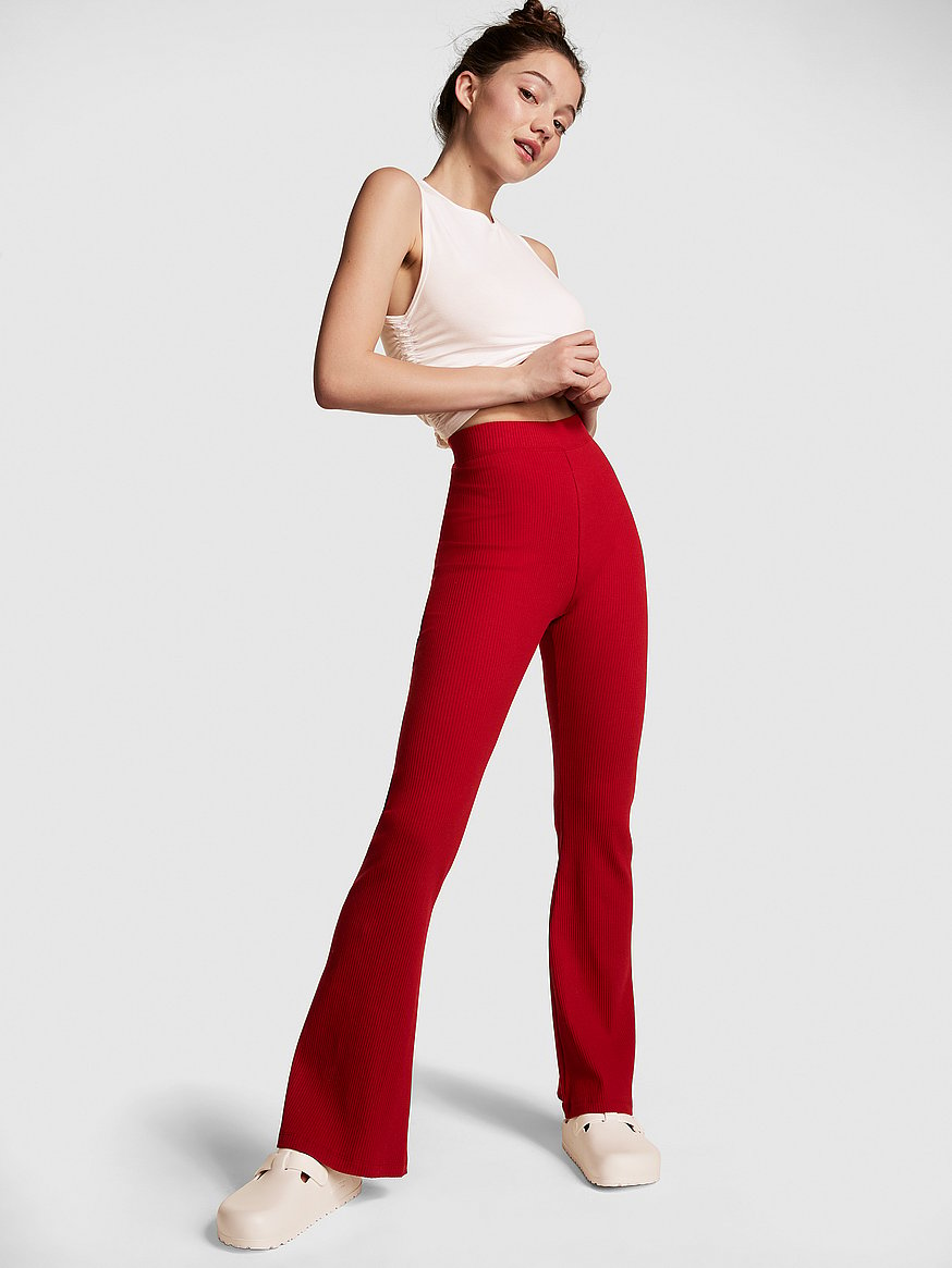 Buy Victoria's Secret PINK Rich Maroon Red Foldover Flare Legging